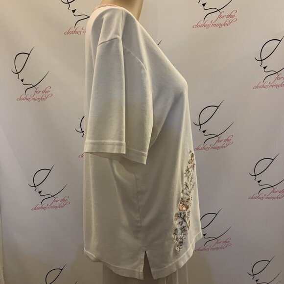 Bon Worth. Size LP. Embroidered Pullover. Short Sleeve. Cotton Blend. B82. - Picture 4 of 6
